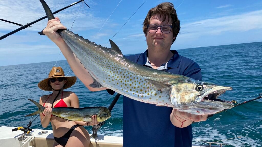 Kids fishing for Sierra and Spanish mackerel in Panama