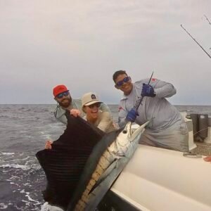 Happy anglers with a sailfish on a Majo charter in Panama